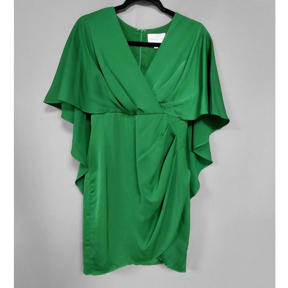 adelyn rae Green Draped Dress Solid Short Sleeve Knee Length Women Size S
